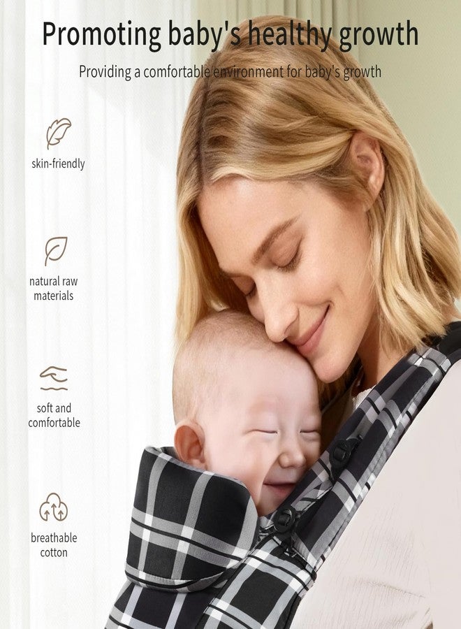 FRUITEAM Baby Carrier, Toddler Carrier with Adjustable Seat Size & Lumbar Support, Ergonomic Baby Carrier Newborn (7-25 Lbs), Easy to Wear, Travel and Hiking Friendly (Black White Check) - Image 3